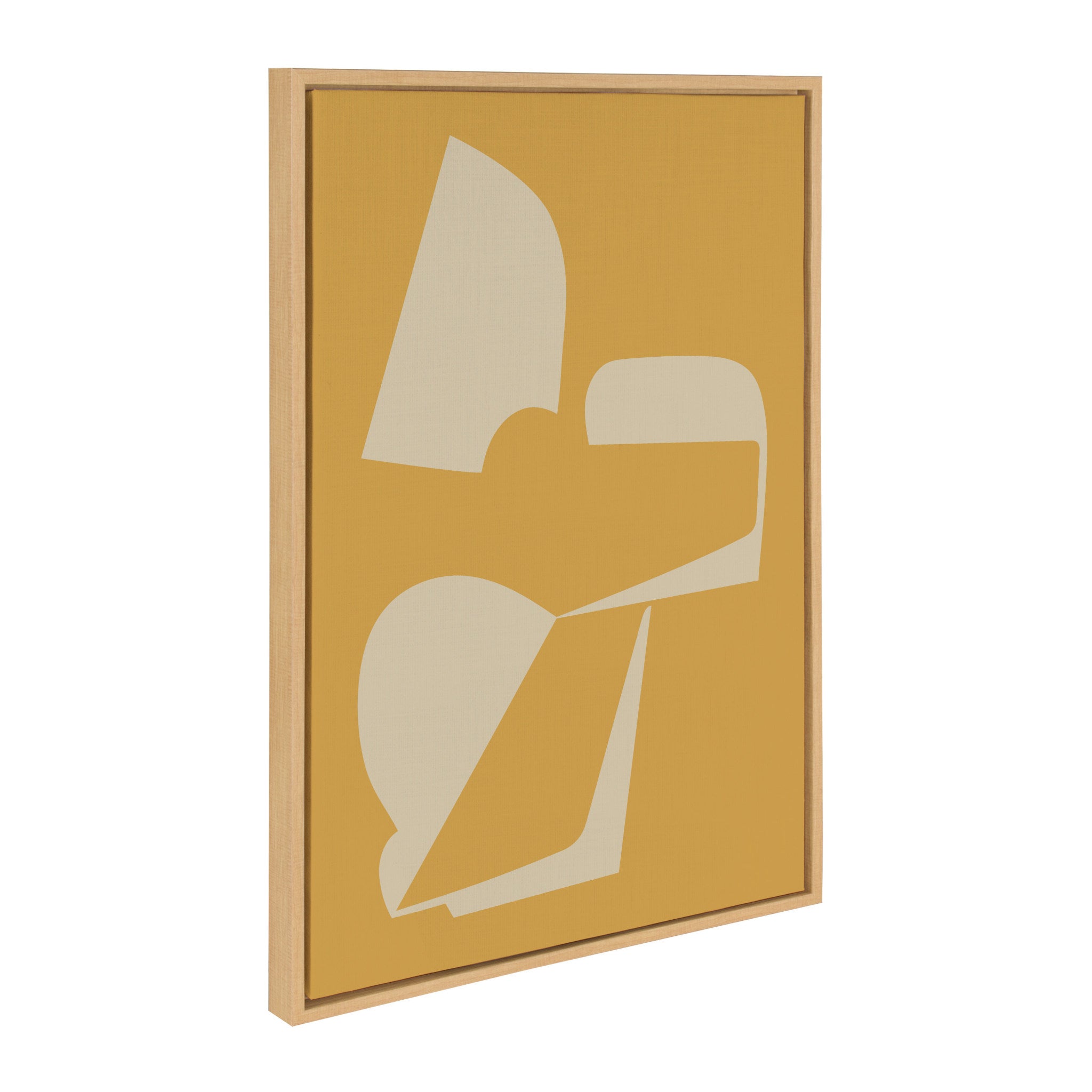 Sylvie Eye Catching Sleek Abstract 3 Yellow and Tan Framed Canvas by The Creative Bunch Studio