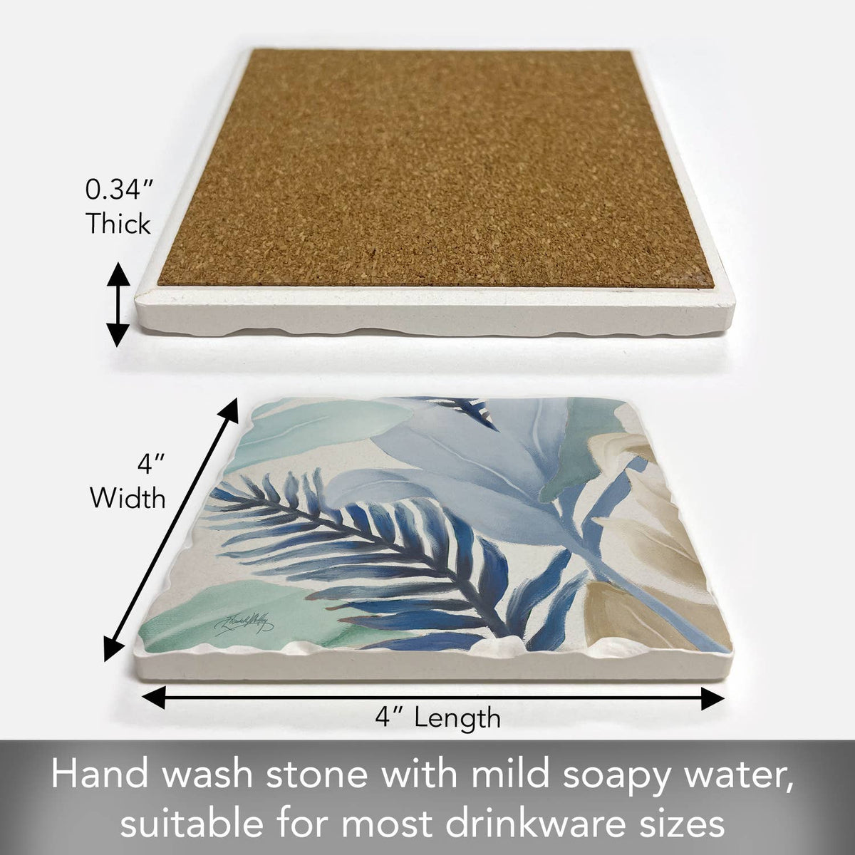Blue Palms Absorbent Stone Coaster | Single