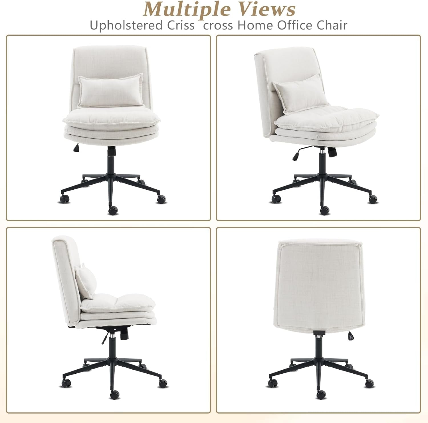 Cloud Criss Cross Office Chair Beige Fabric 18in High Back