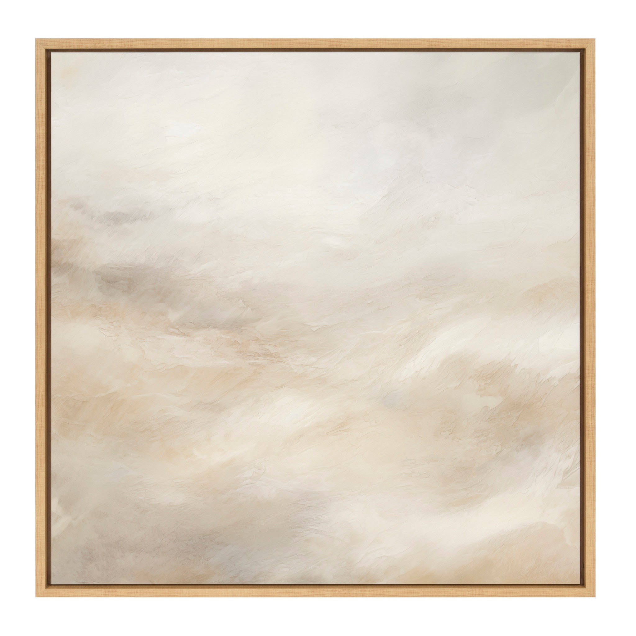 Sylvie Tonal Abstract White Beige Framed Canvas by The Creative Bunch Studio
