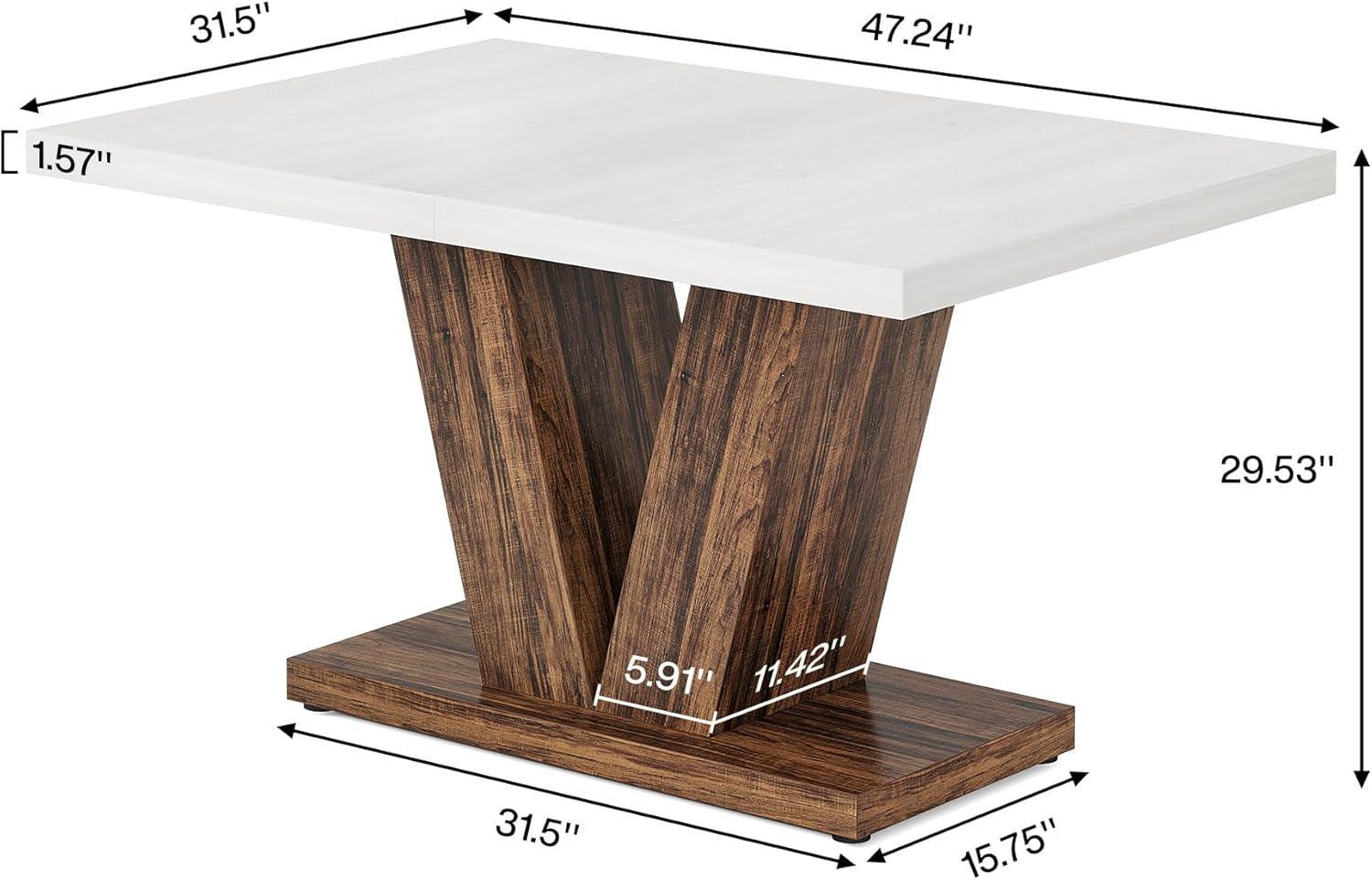 47 Inch White Oak Dining Table With Heavy Pedestal Base
