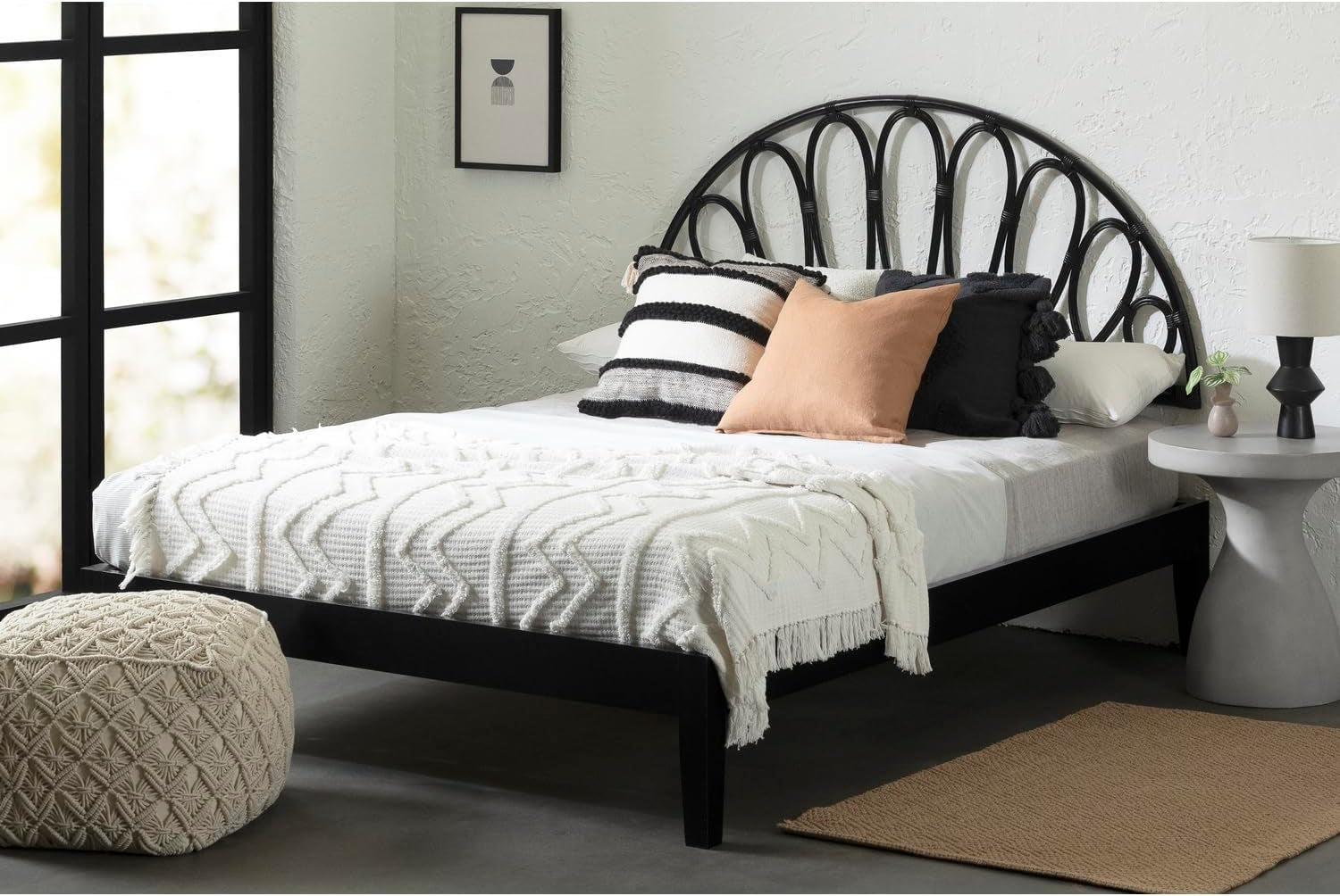 Elegant Wall-Mounted Headboard With Curvaceous Flower Petals