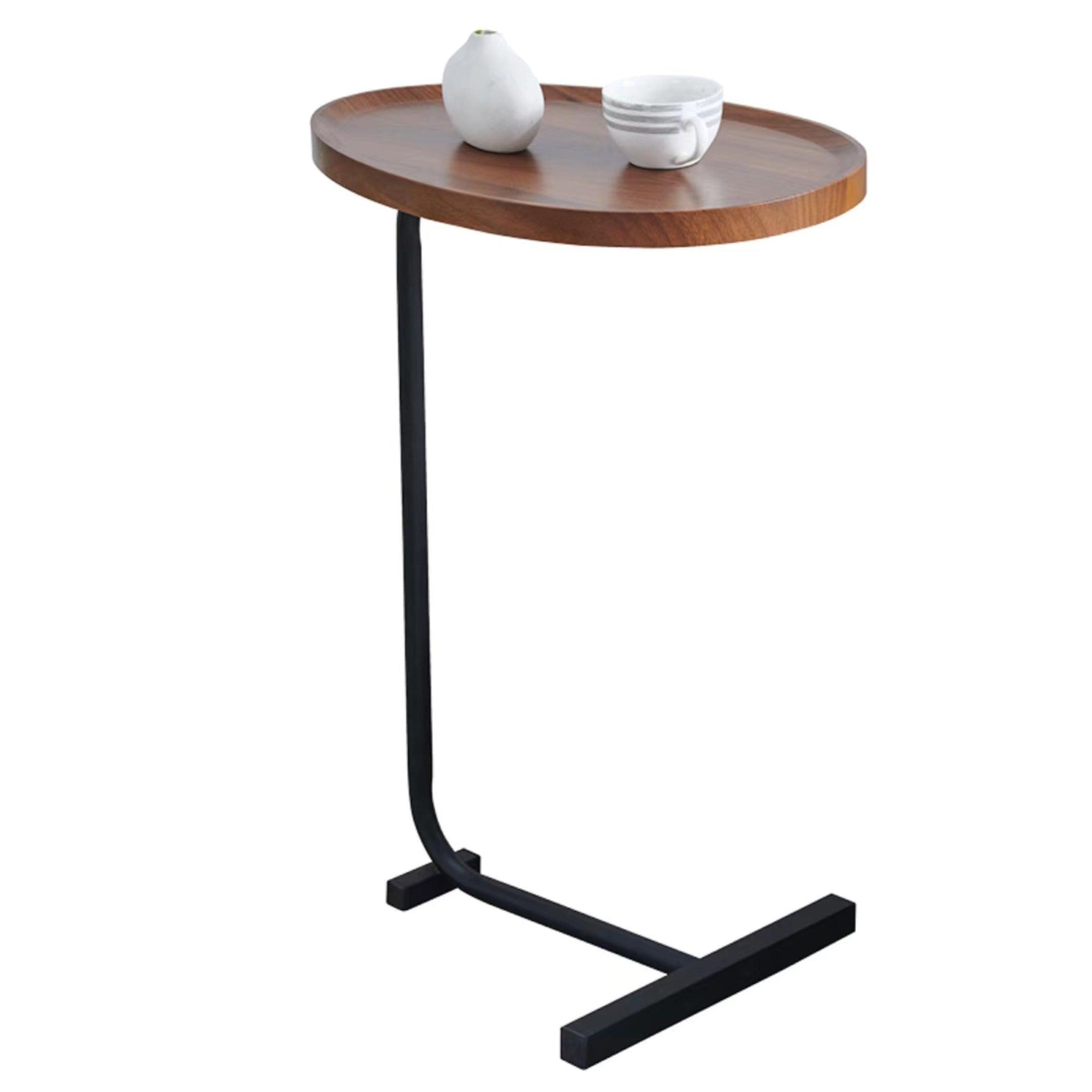 C-shaped Brown Side Table - PRHOMZ
