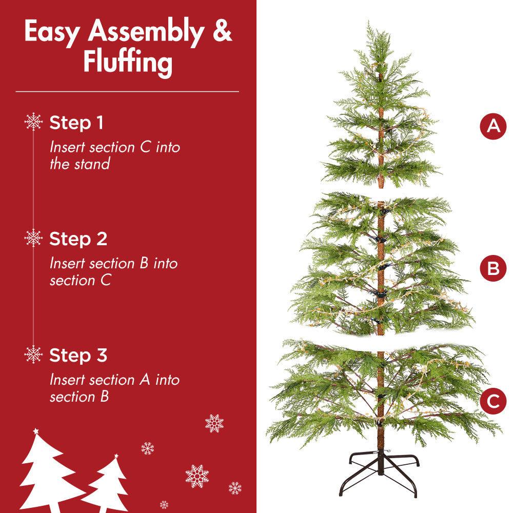 6 FT Pre-Lit Artificial Christmas Tree | 300 Star & Moon LED Lights, 612-Tip PE Realistic Branches & Metal Stand — Full Holiday Tree