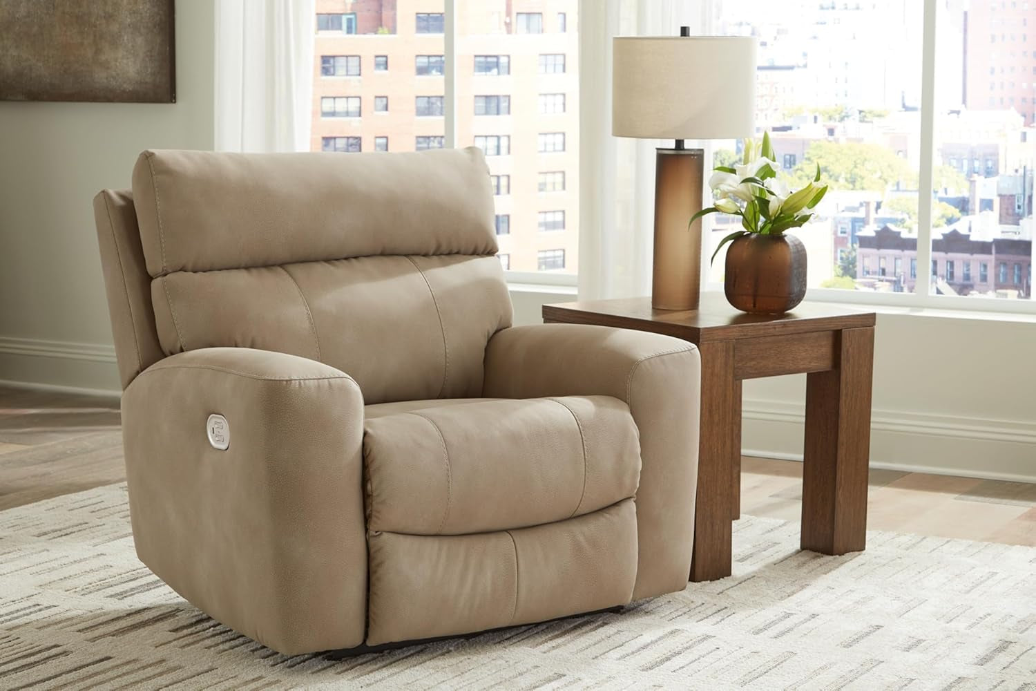 Wall Hugger Power Recliner Light Brown With USB Ports