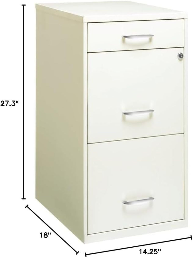 3 Drawer 27.32 Inch White Metal Filing Cabinet Lockable Preassembled For Legal And Letter Size