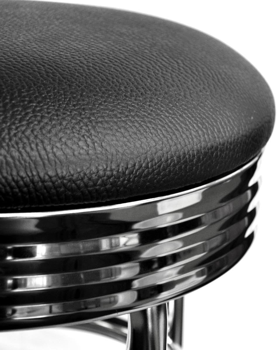 Heavy Duty Backless Swivel Bar Stools with Faux Leather