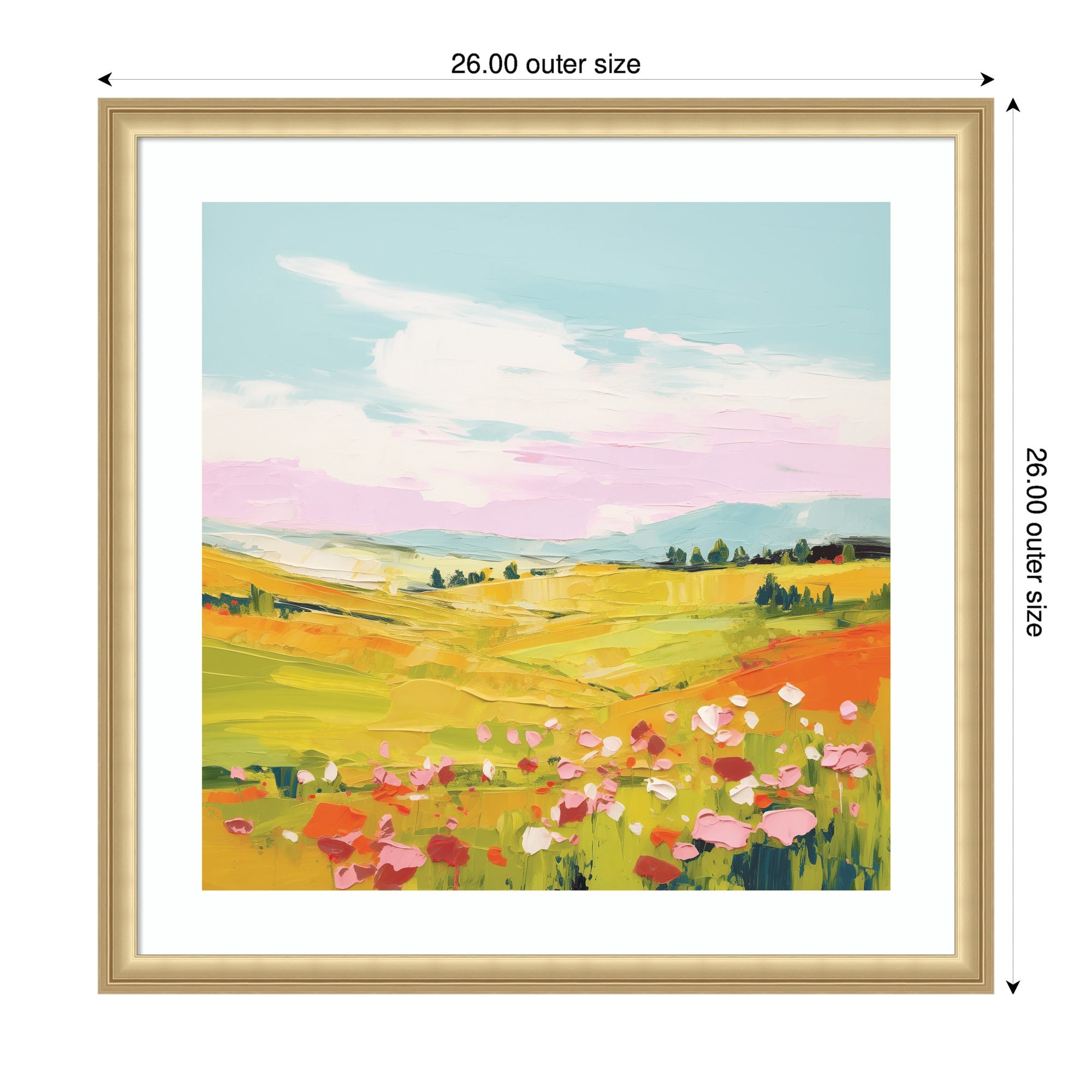 Framed Art Colorful Meadow Landscape by The Creative Bunch Studio