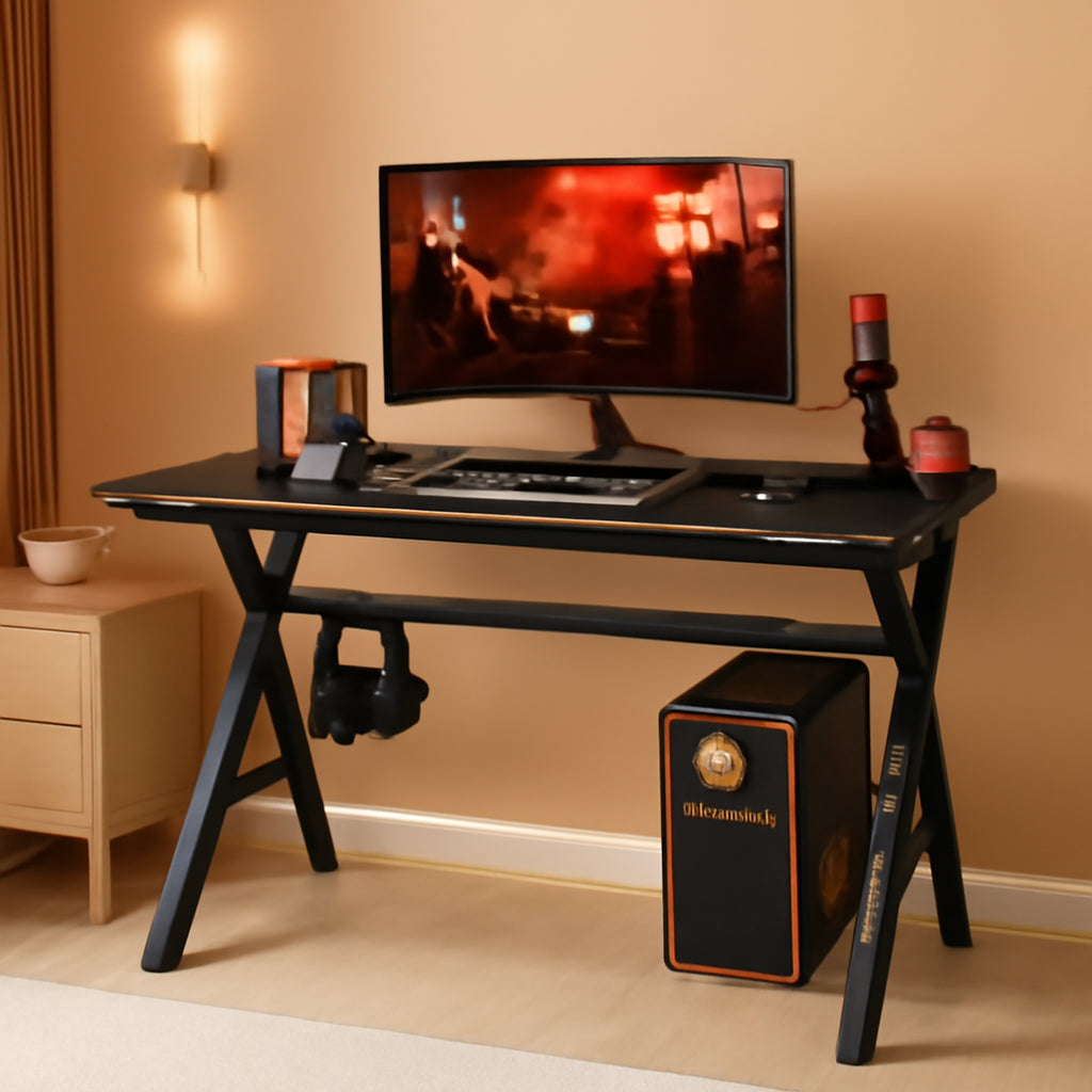 47 Inch Gaming Desk With Cup Holder For Home Office