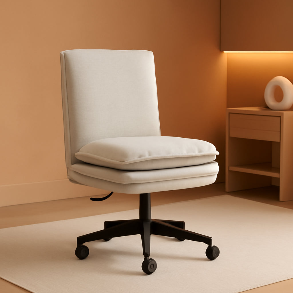 Cloud Criss Cross Office Chair Beige Fabric 18in High Back