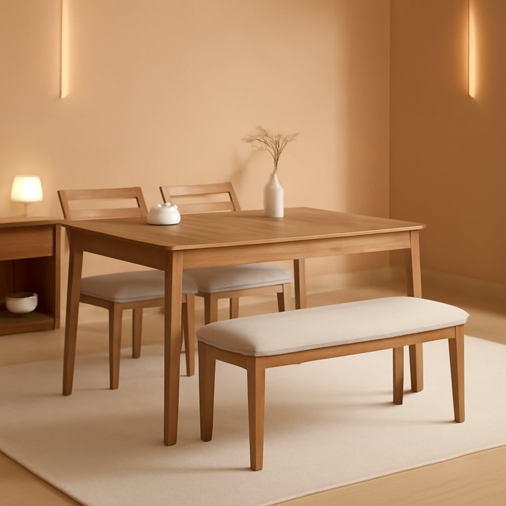 Farmhouse Dining Table Set With Upholstered Chairs