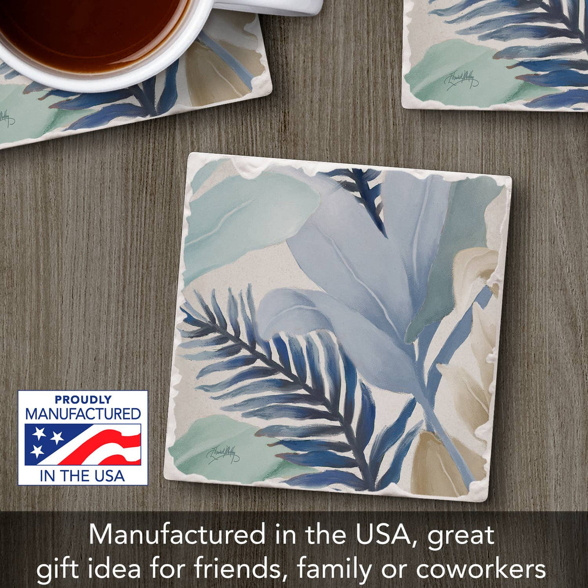 Blue Palms Absorbent Stone Coaster | Single