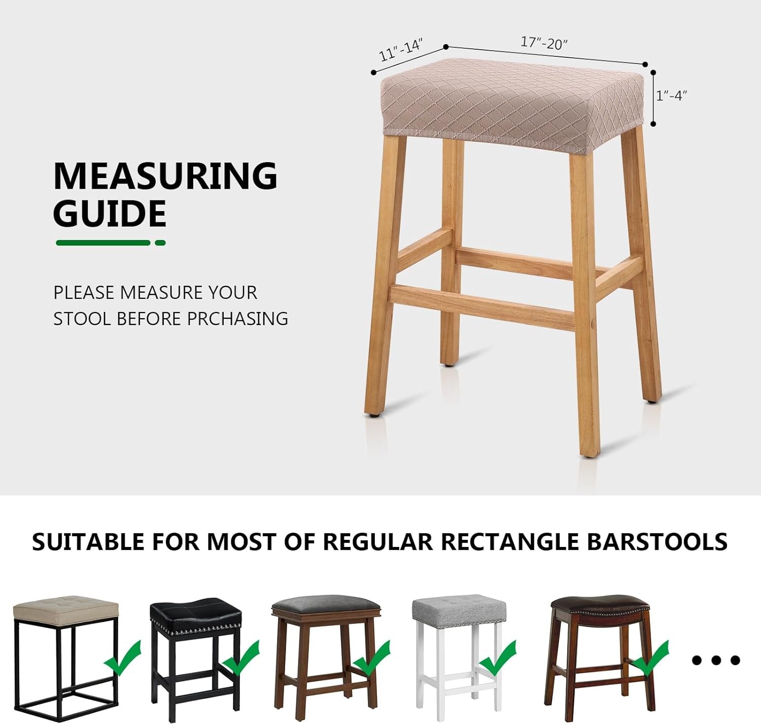 Rectangular Bar Stool Covers 2 Pack Waterproof Stretch