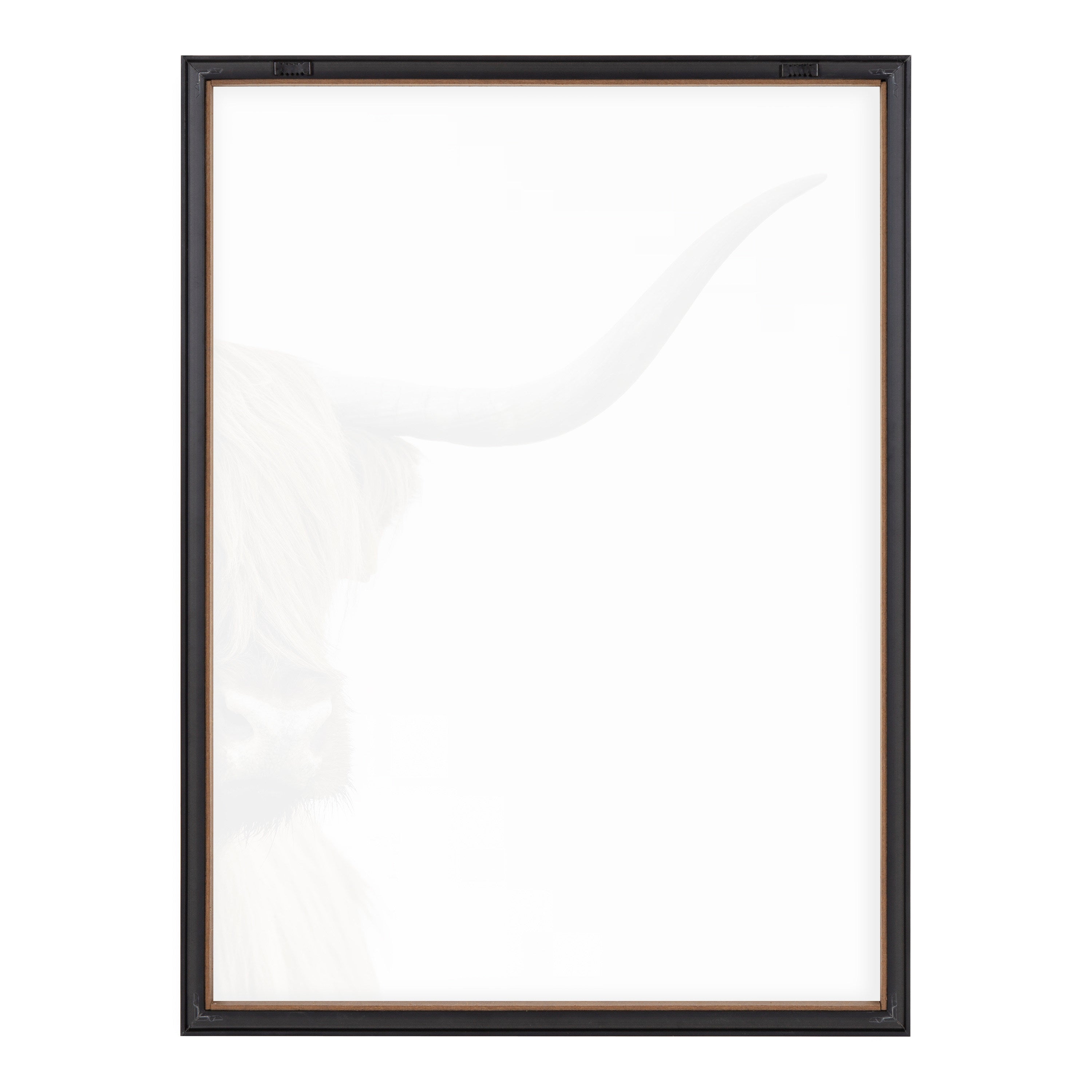 Blake Highland Cow Portrait Close Crop Vertical Framed Printed Glass by The Creative Bunch Studio