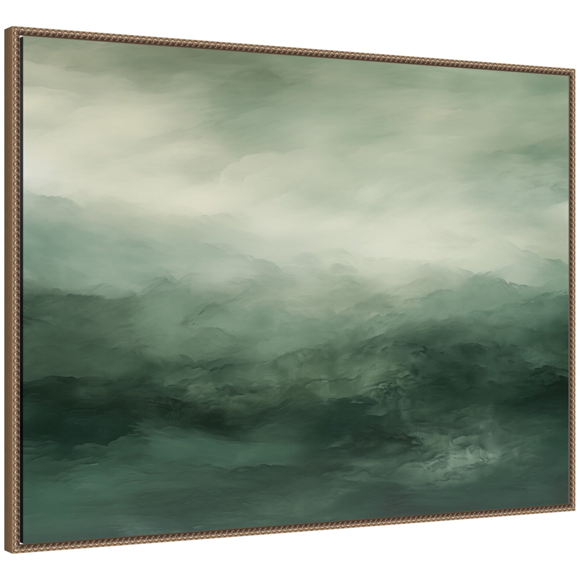 Tonal Abstract Comforting Sage Emerald Forest Green Landscape Horizontal by The Creative Bunch Studio Framed Canvas Wall Art Print