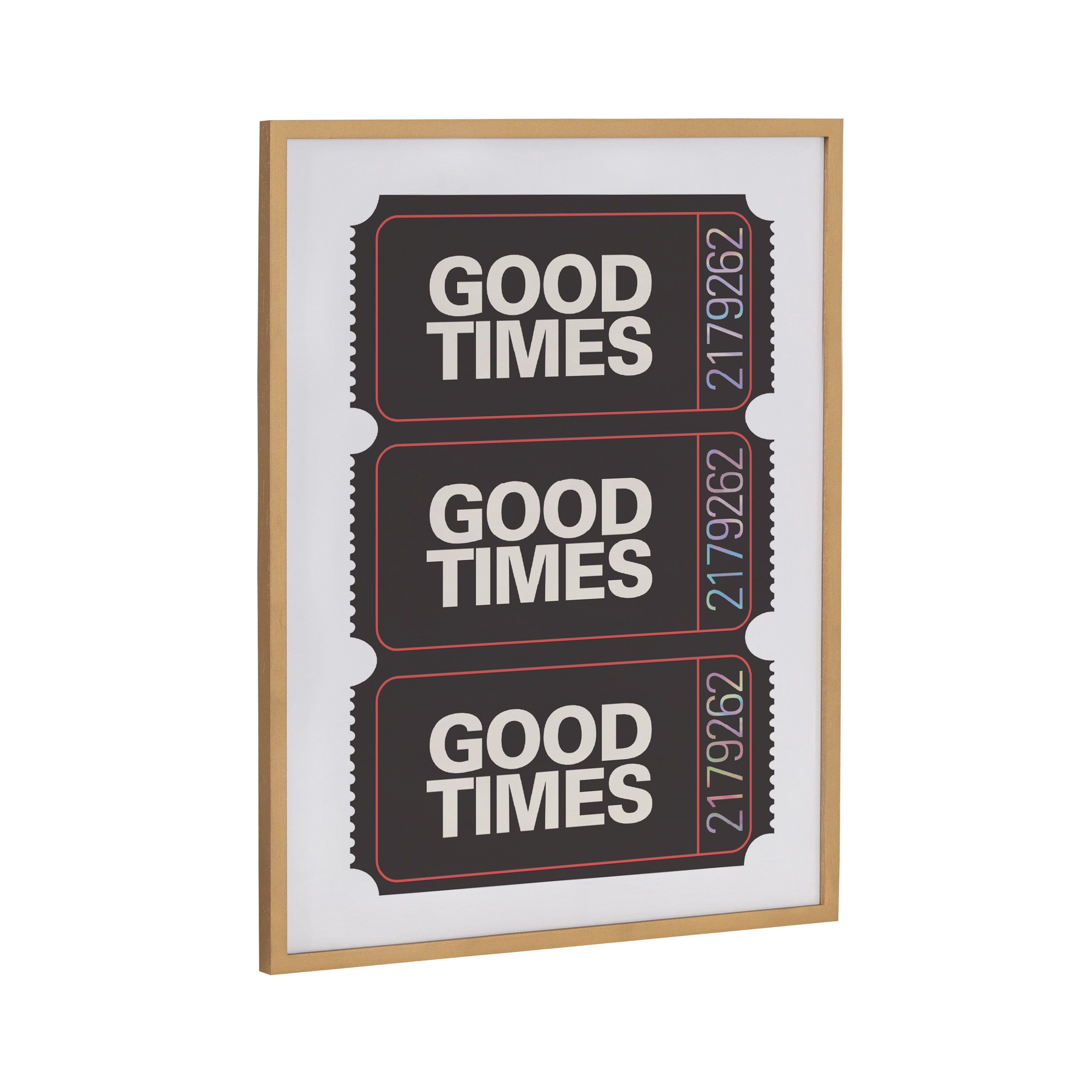 Gallery Preppy Retro Positive Quote Good Times Ticket Print by The Creative Bunch Studio