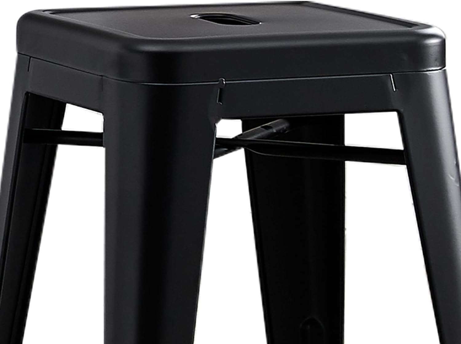 Metal Backless Barstool Set of Two in Matte Black