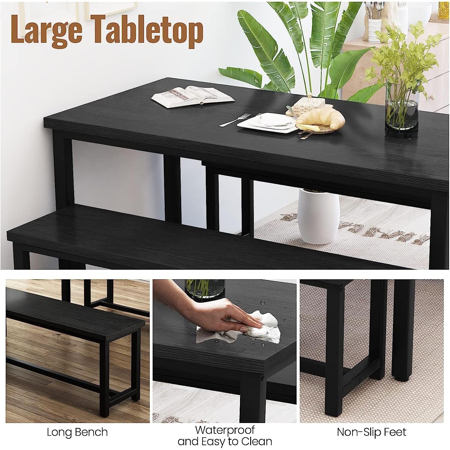 Rectangular Dining Table And Chairs Set Four Modern Wood