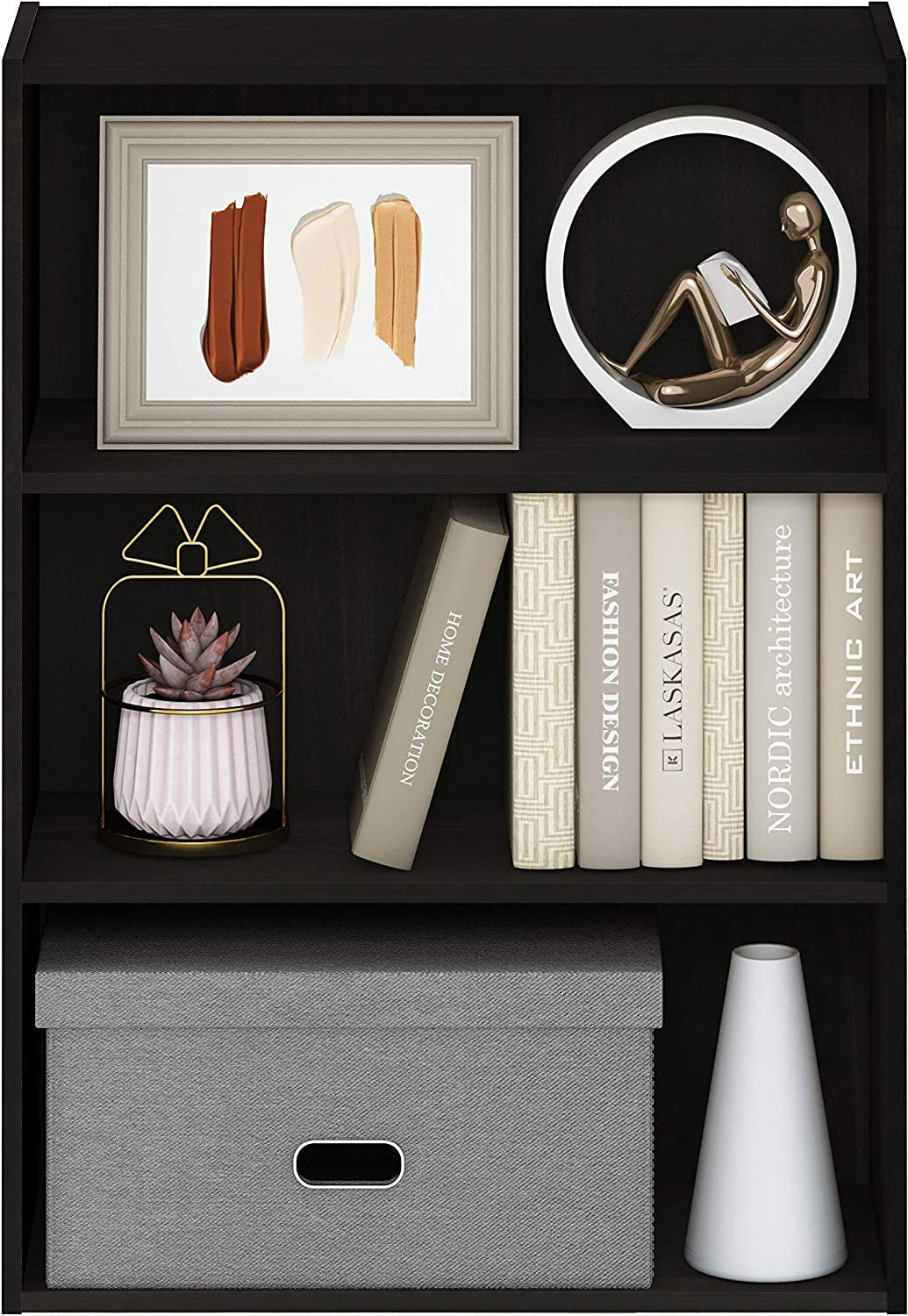 Pasir 3 Tier Open Shelf Bookcase Dark Espresso 31 Inch