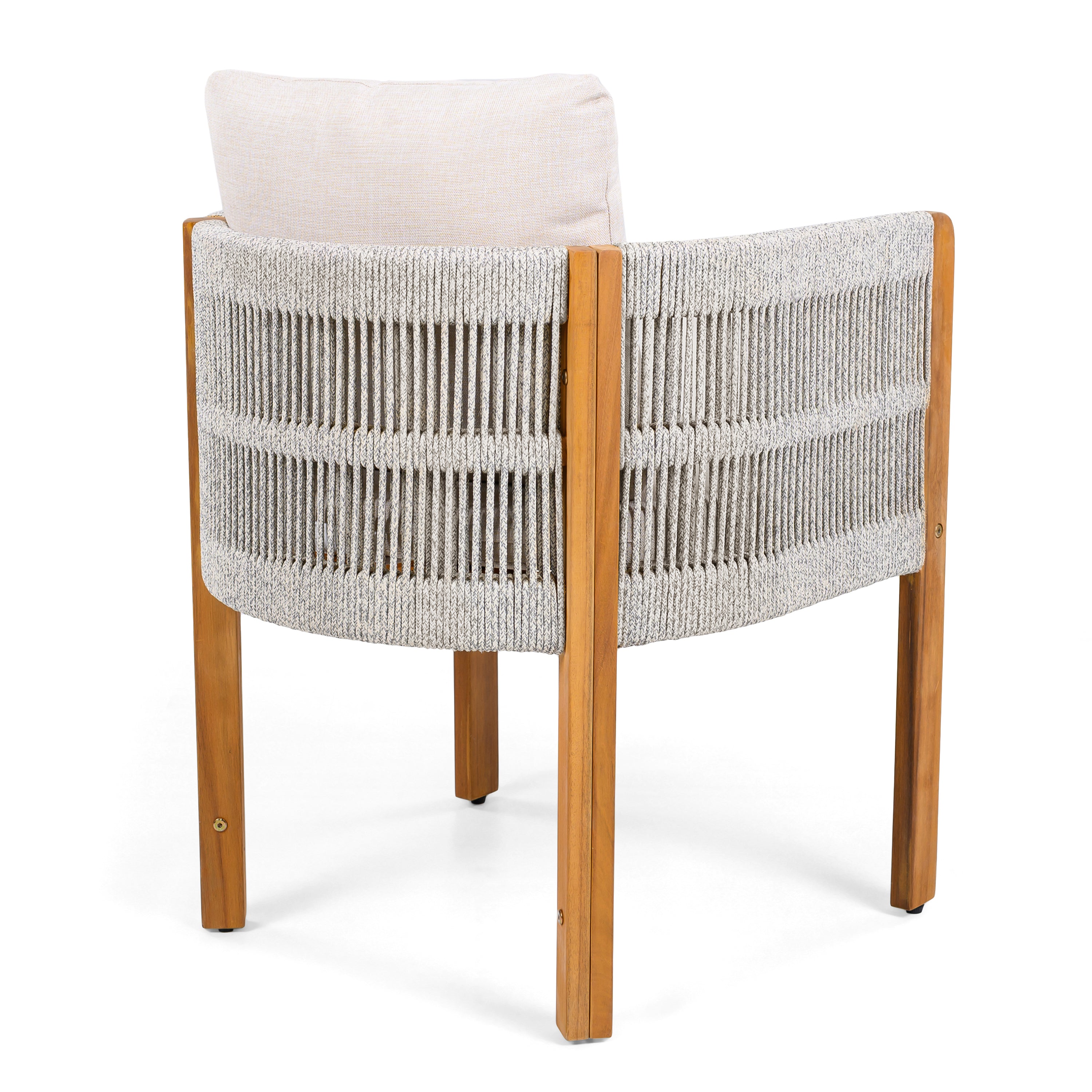 Acacia Wood Outdoor Dining Chairs 2-Pack with Beige Cushions