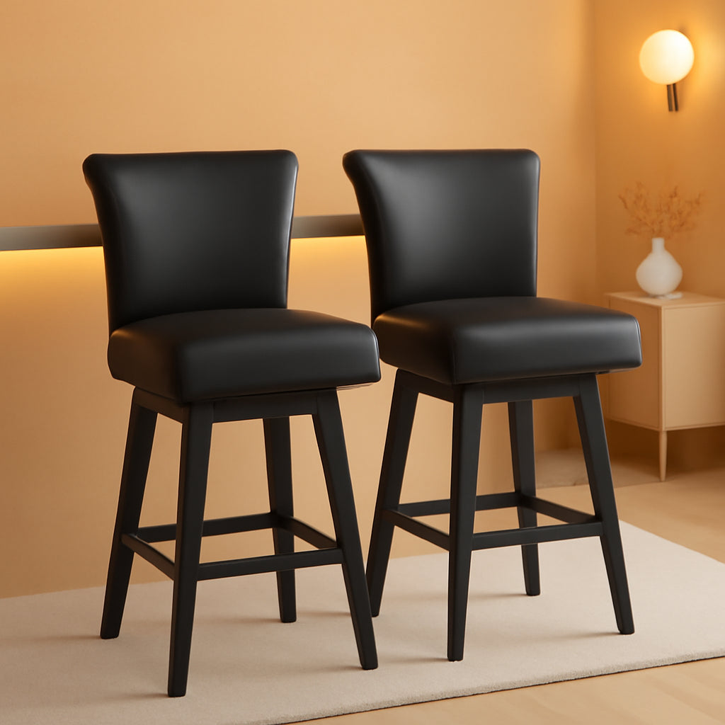 30 Inch Counter Height Swivel Bar Stools Set Of 2 Black
