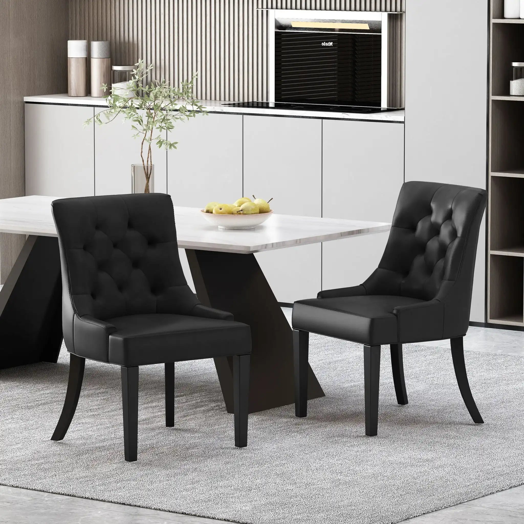 Cheney Contemporary Dining Chair Tufted Upholstery (Set of 2)