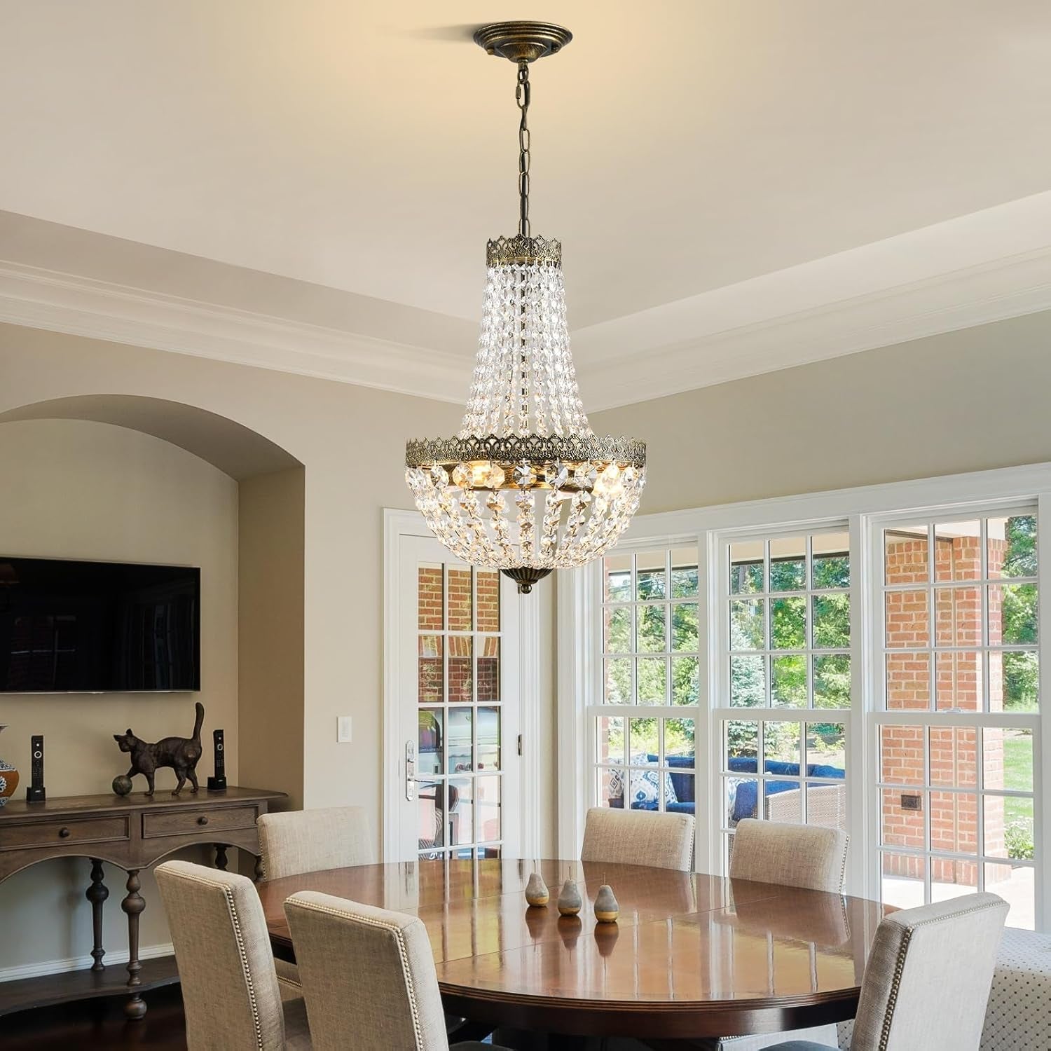 French Crystal Chandelier Bronze Finish Four Light-4