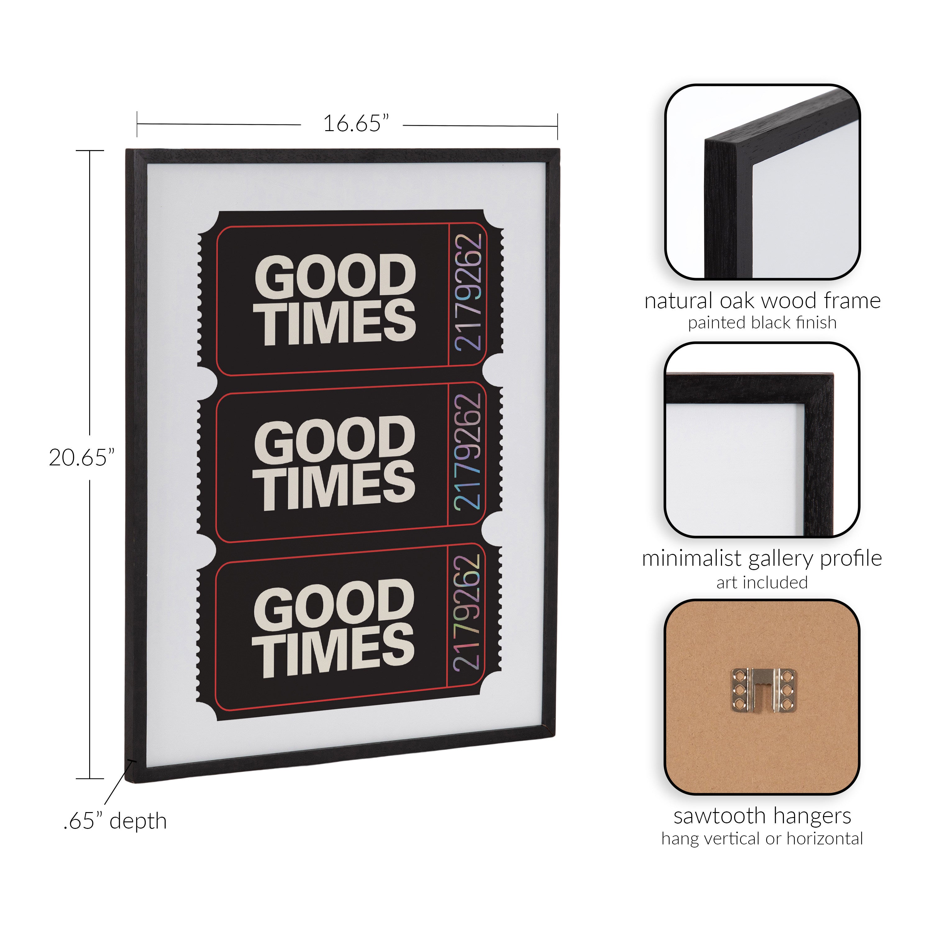 Gallery Preppy Retro Positive Quote Good Times Ticket Print by The Creative Bunch Studio