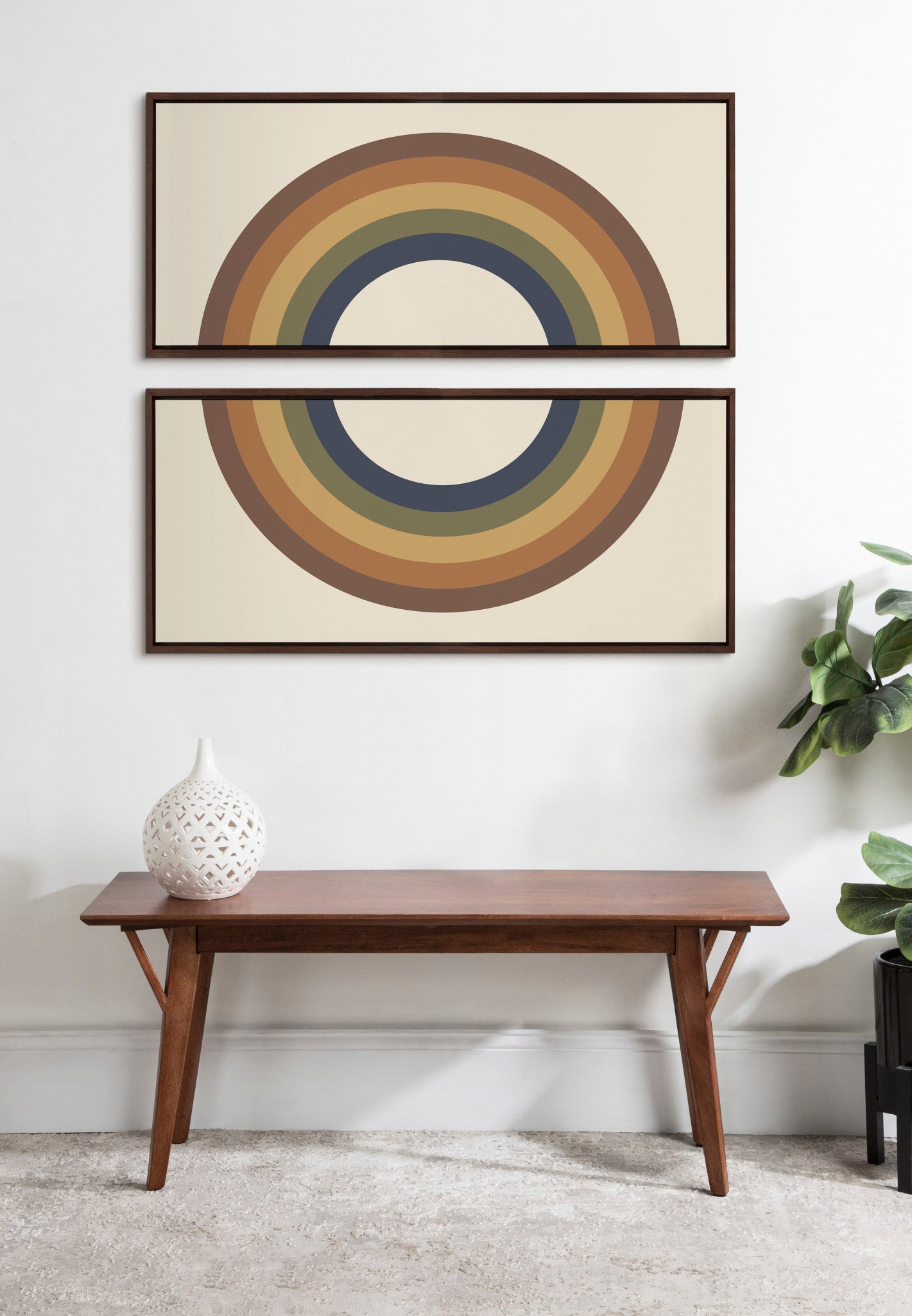 Sylvie Retro Rainbow Framed Canvas by The Creative Bunch Studio