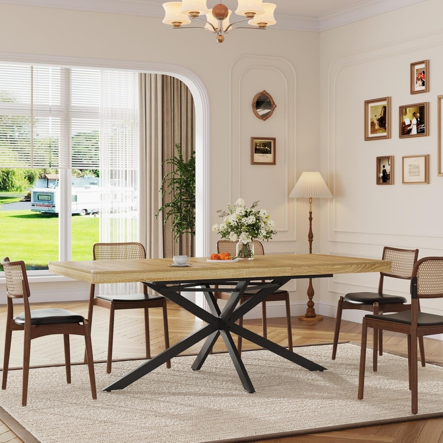 Extendable Oak Rectangular Dining Table For 6 To 8