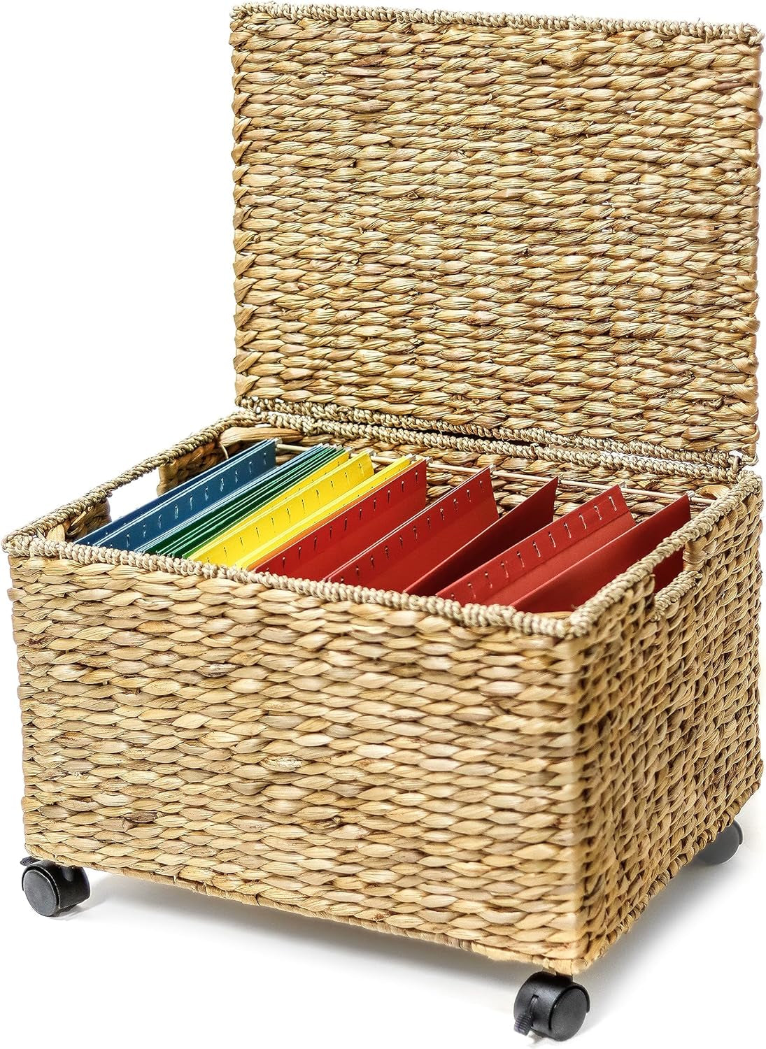 Wicker Rolling File Box Letter Size Natural For Office