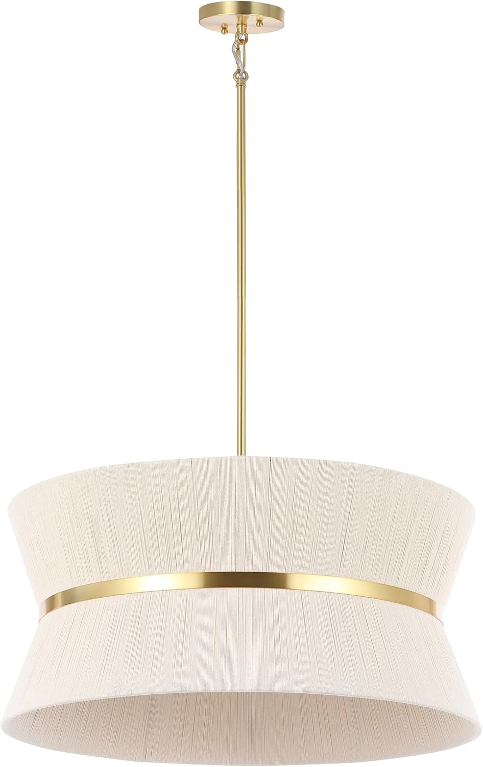 4 Light Adjustable Bleached Rattan Brass Chandelier-4