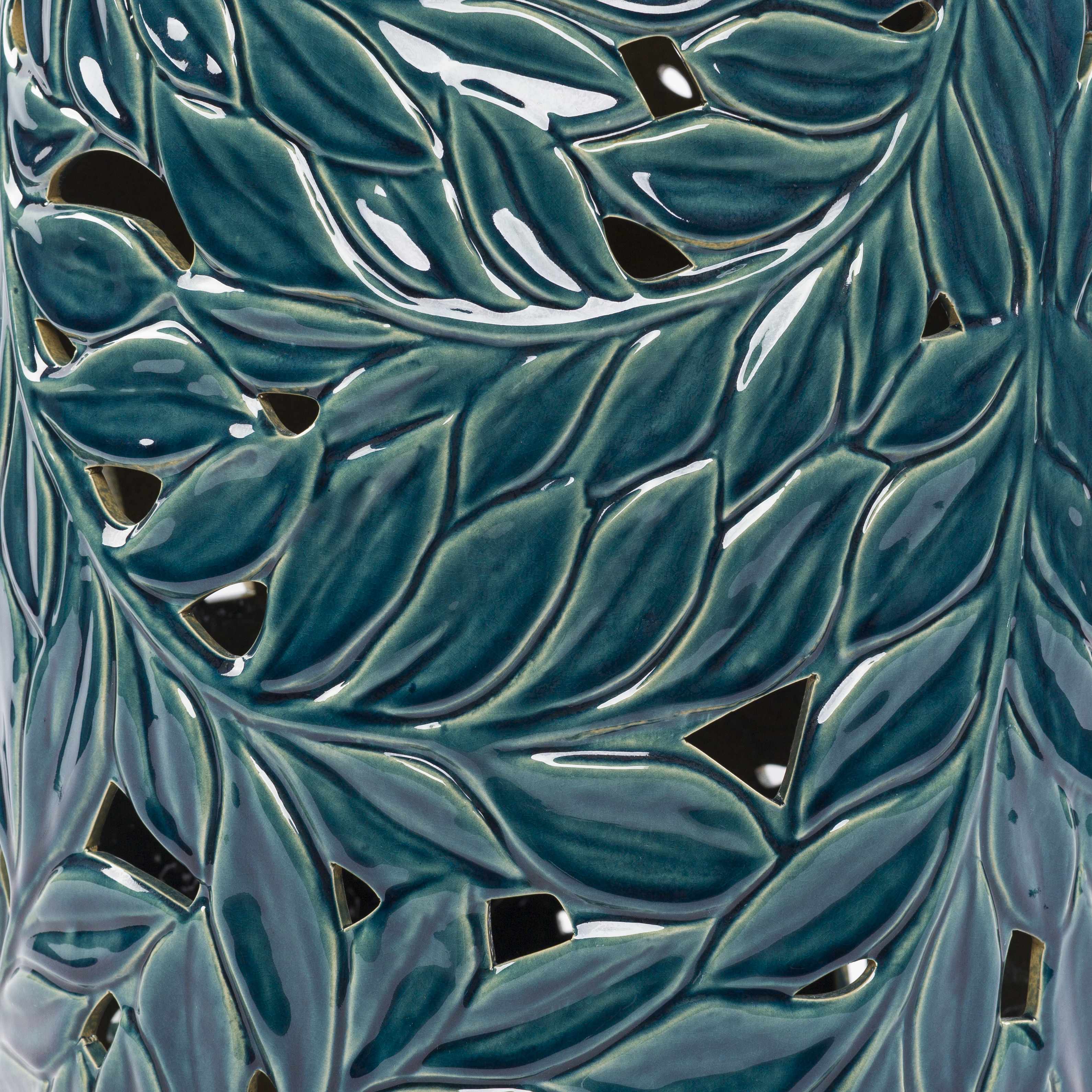 Daguioman Teal Leaf Ceramic Stool-1