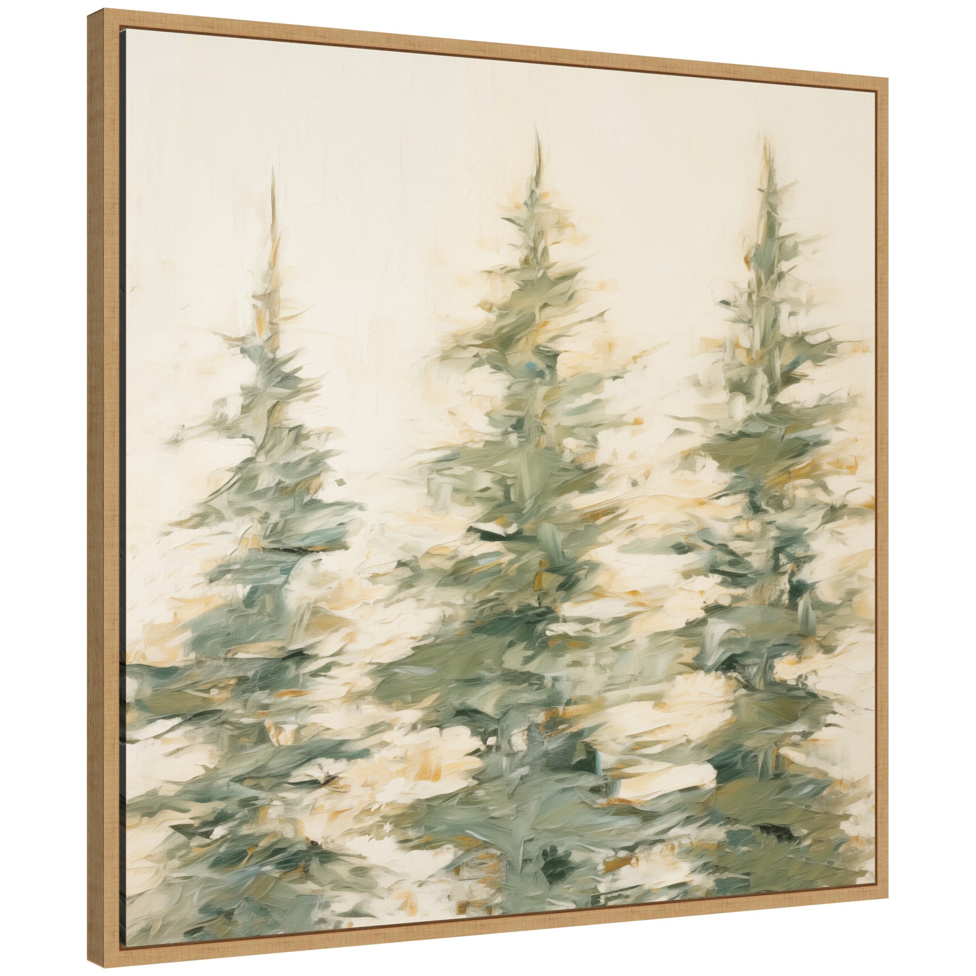 Sylvie Evergreen Trees Abstract Framed Canvas by The Creative Bunch Studio