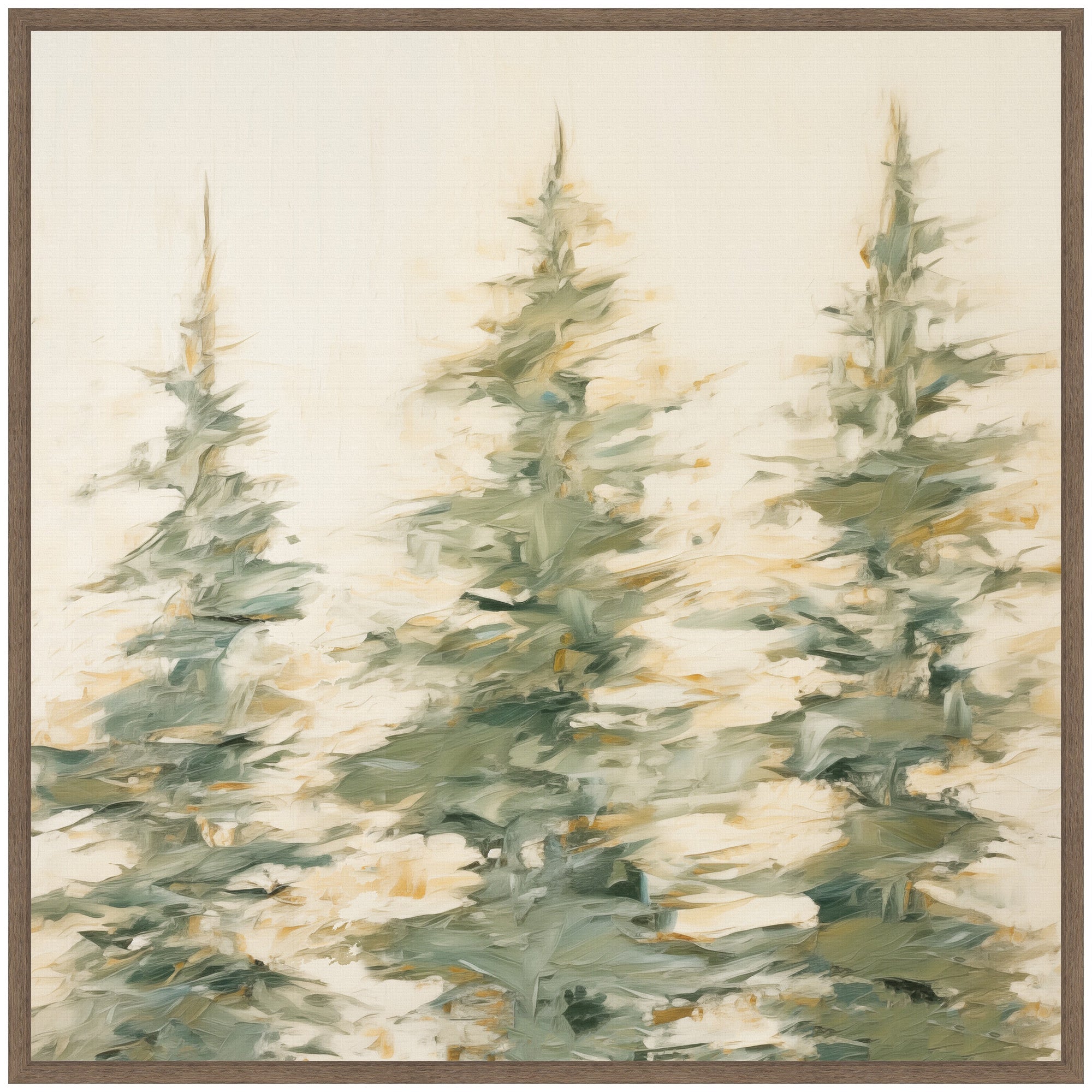 Sylvie Evergreen Trees Abstract Framed Canvas by The Creative Bunch Studio