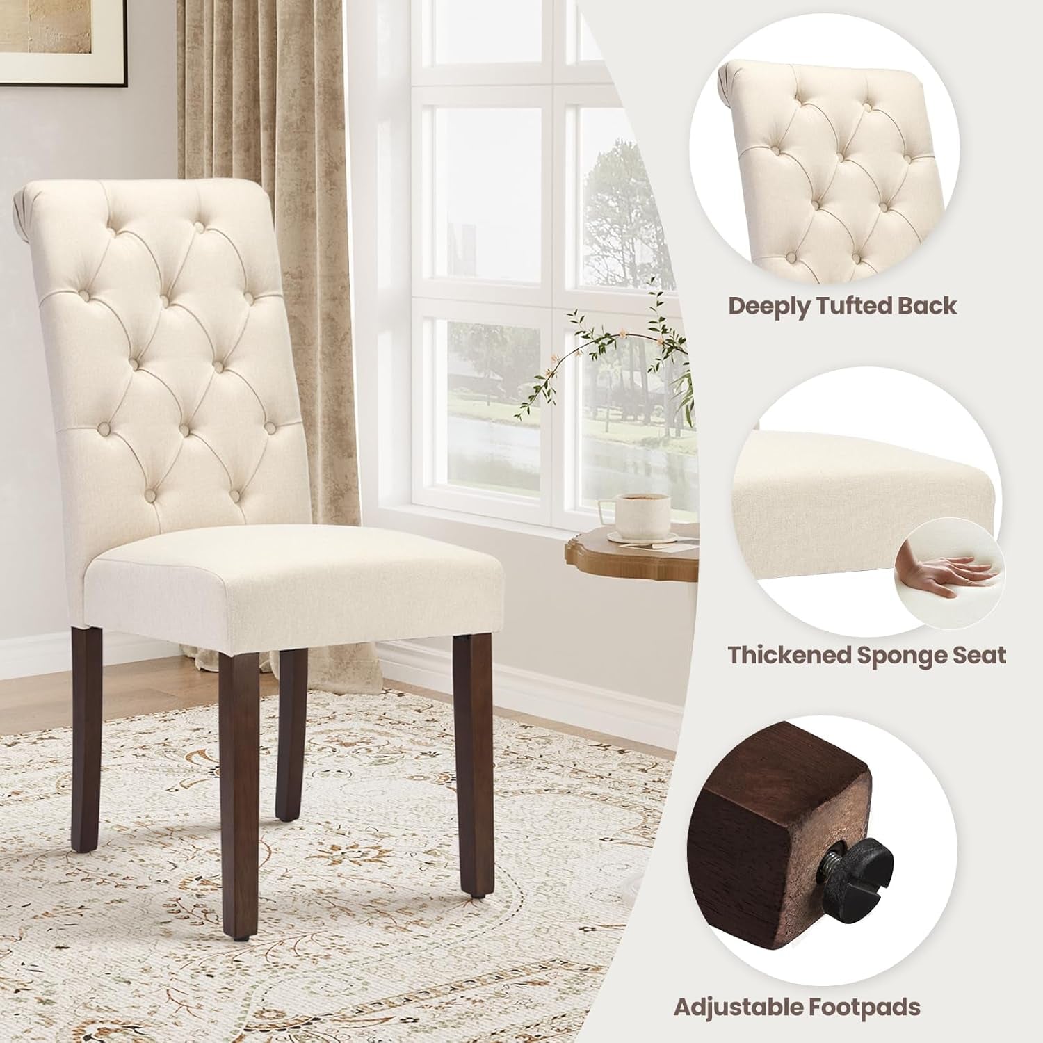 Rectangular Dining Table Set For Six Black Beige Two Tone