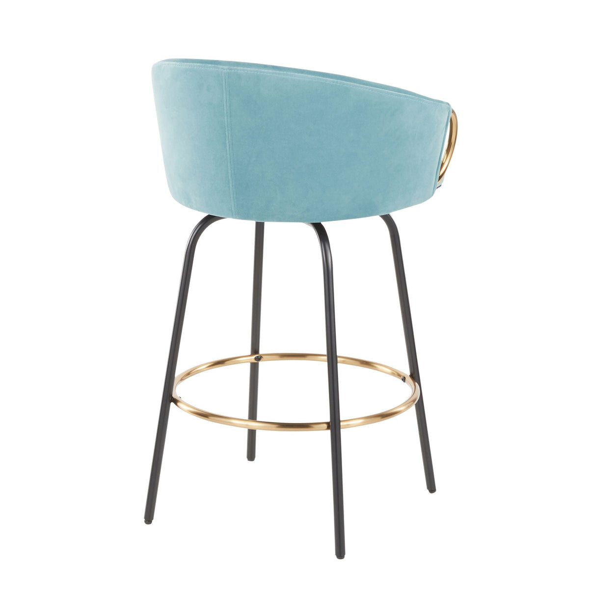 Contemporary Glam Counter Stool Set of 2 with Upholstered Seats – Light Blue, Dark Green, Beige, or Black