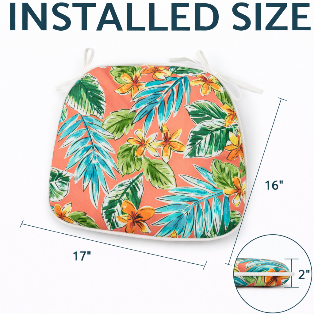 Outdoor Patio Chair Cushions, Water-Repellent U-Shape Thick Foam Seat Cushions (Set of 4)