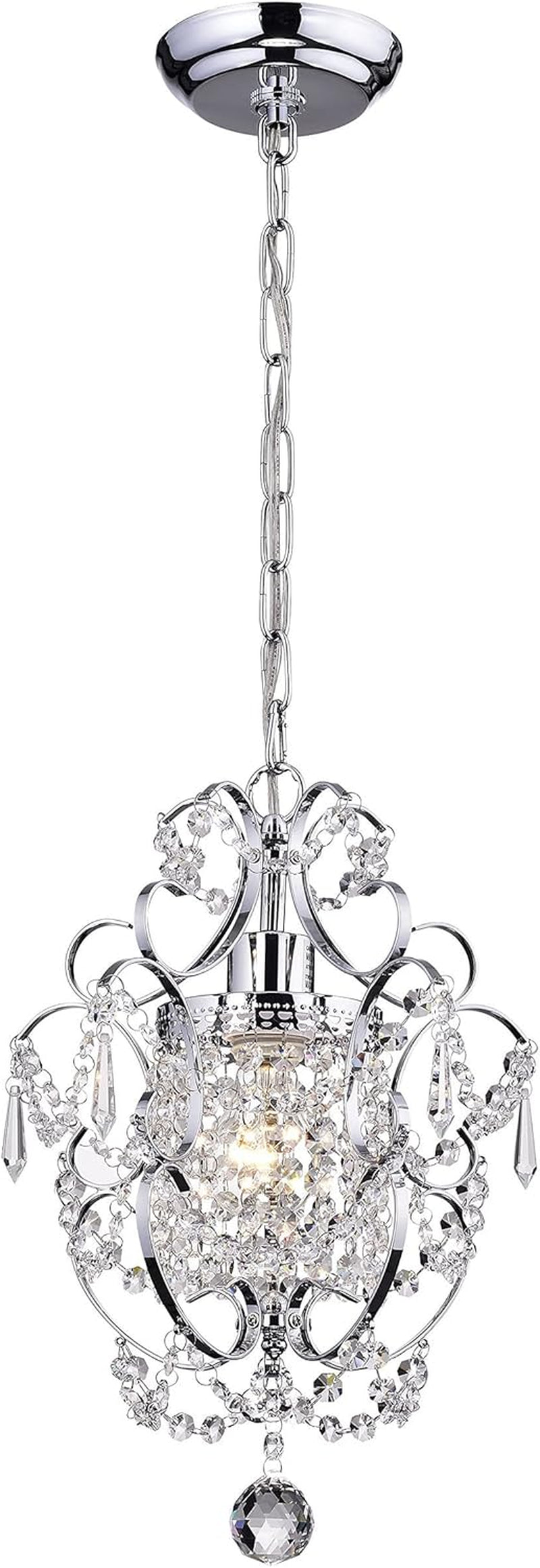 Amorette Chrome Crystal Chandelier 1 Light Fixture