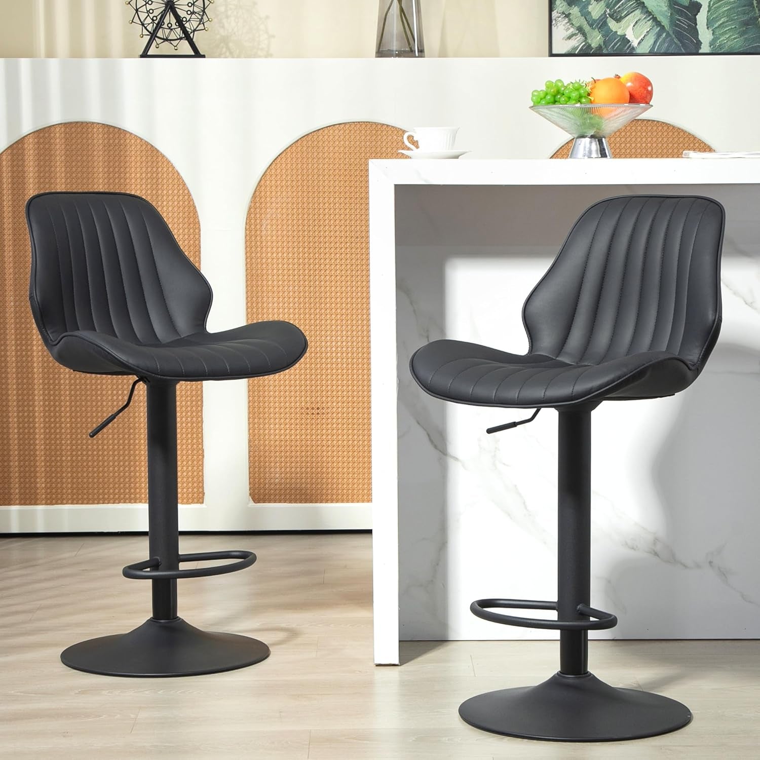 Modern 360 Degree Swivel Faux Leather Bar Stools
