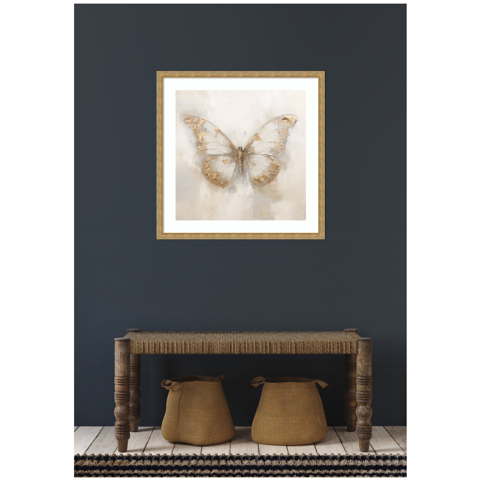 Framed Art Butterfly Neutral 2 by The Creative Bunch Studio