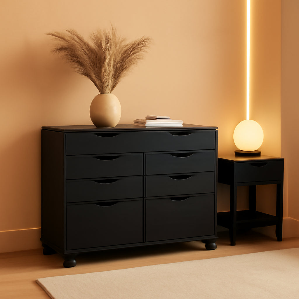 Black Halifax Two Door Storage Cabinet With Four Drawers