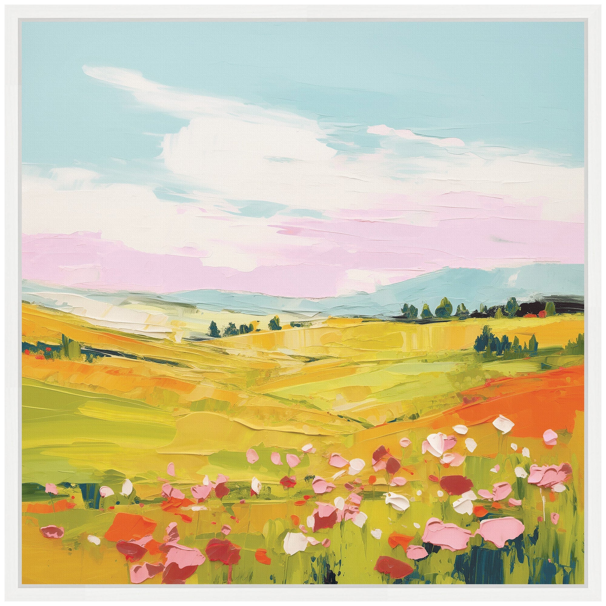 Sylvie Colorful Meadow Landscape Framed Canvas by The Creative Bunch Studio