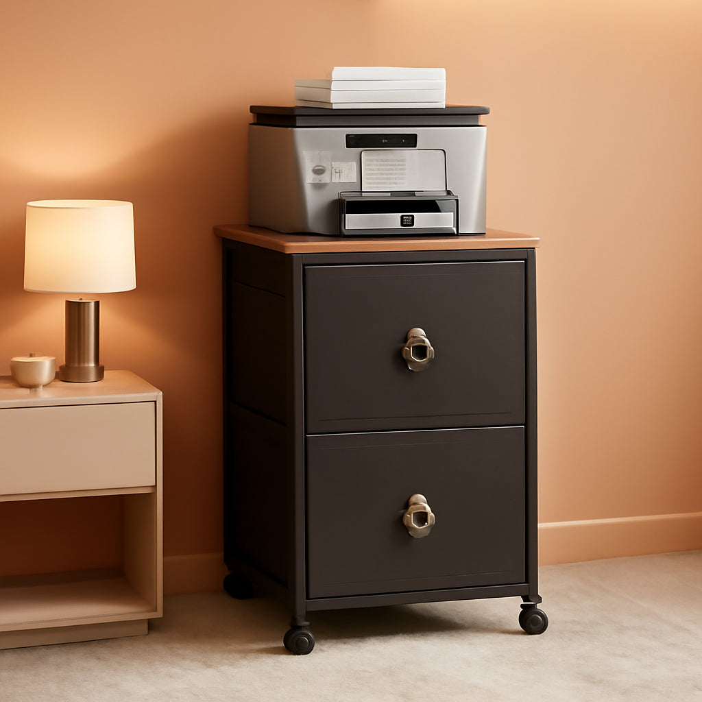 Durable Rolling File Cabinet With Printer Stand 2 Drawer
