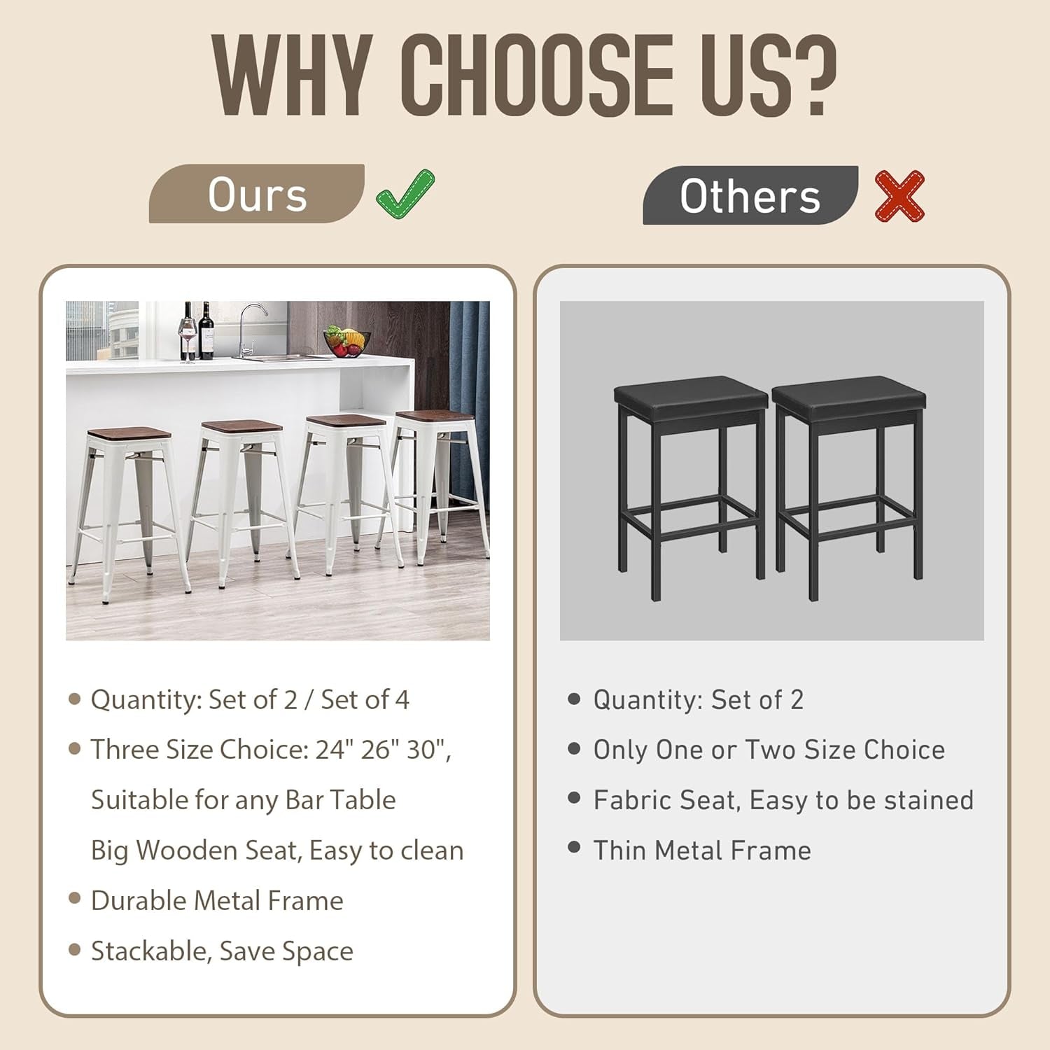 Metal Bar Stools Set of Four Backless Stackable Design