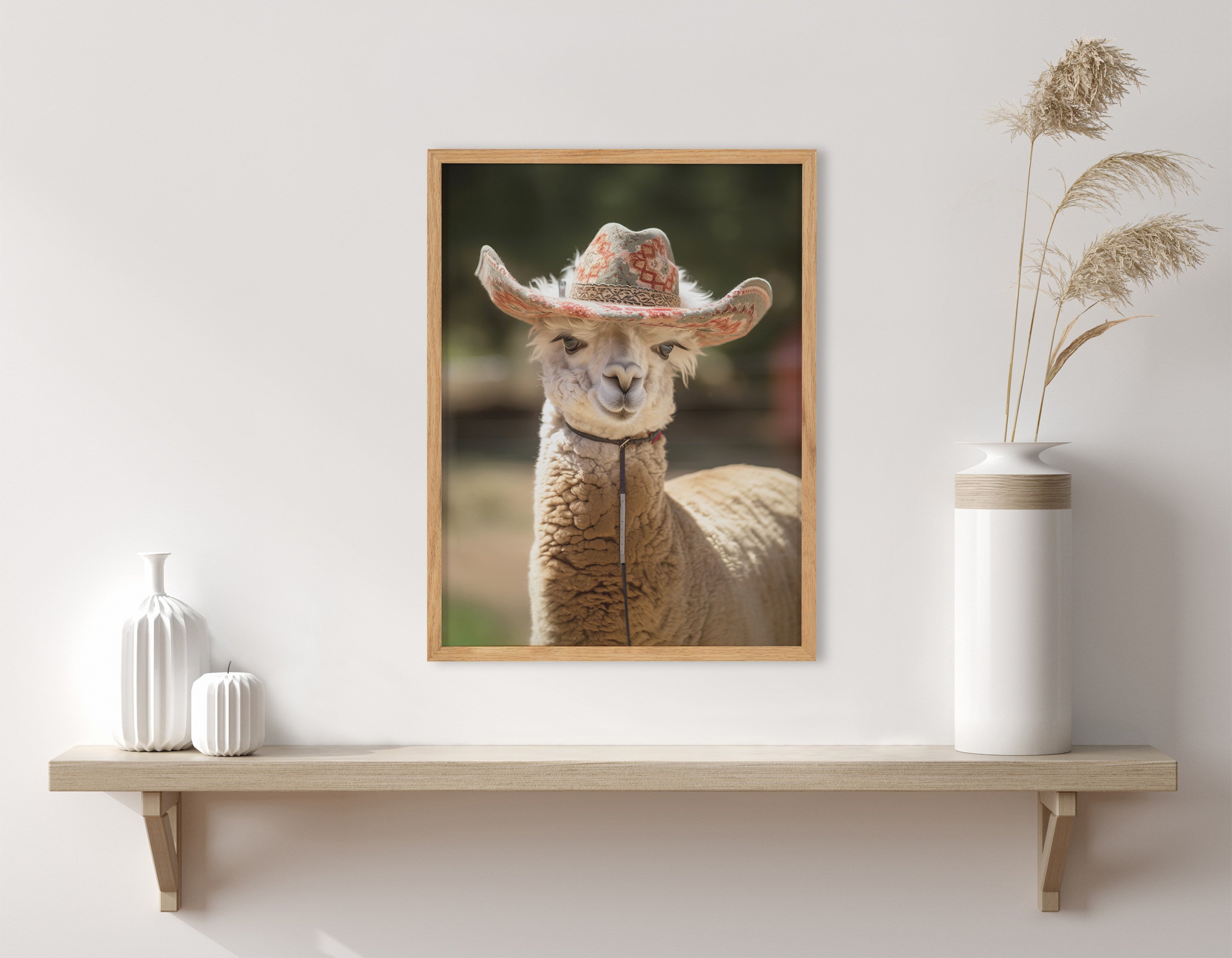 Gallery Boho Llama Alpaca Wearing A Western Cowgirl Hat Print by The Creative Bunch Studio