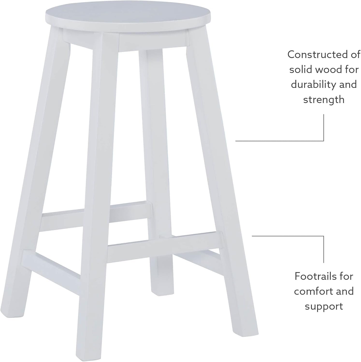 Zeke White 24 Inch Counter Stool Modern Kitchen Seating