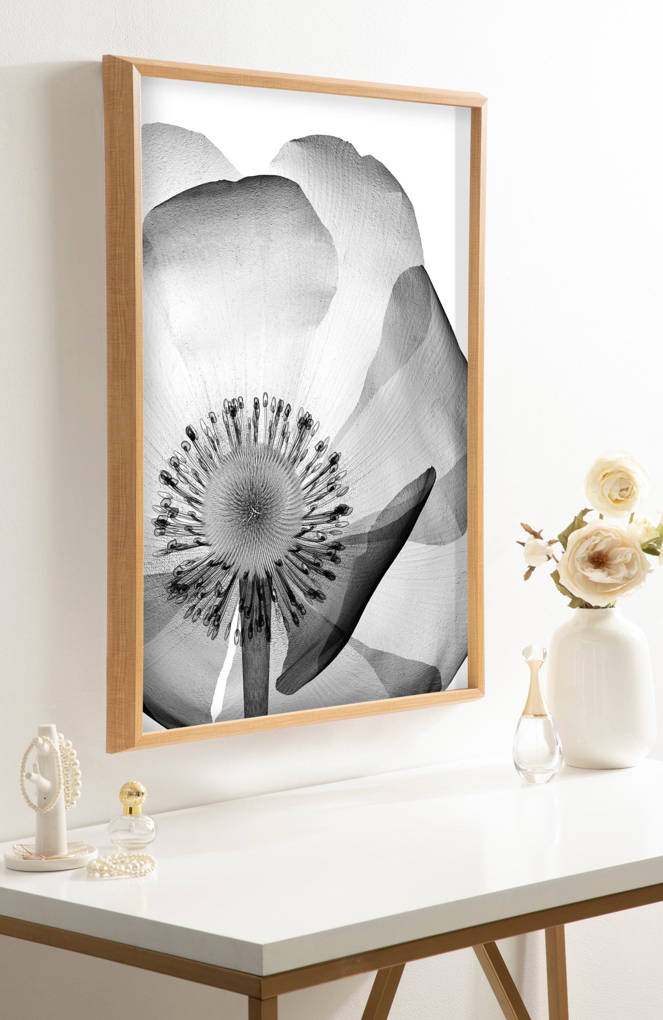 Blake Poppy X Ray Floral 2 BW Framed Printed Art by The Creative Bunch Studio