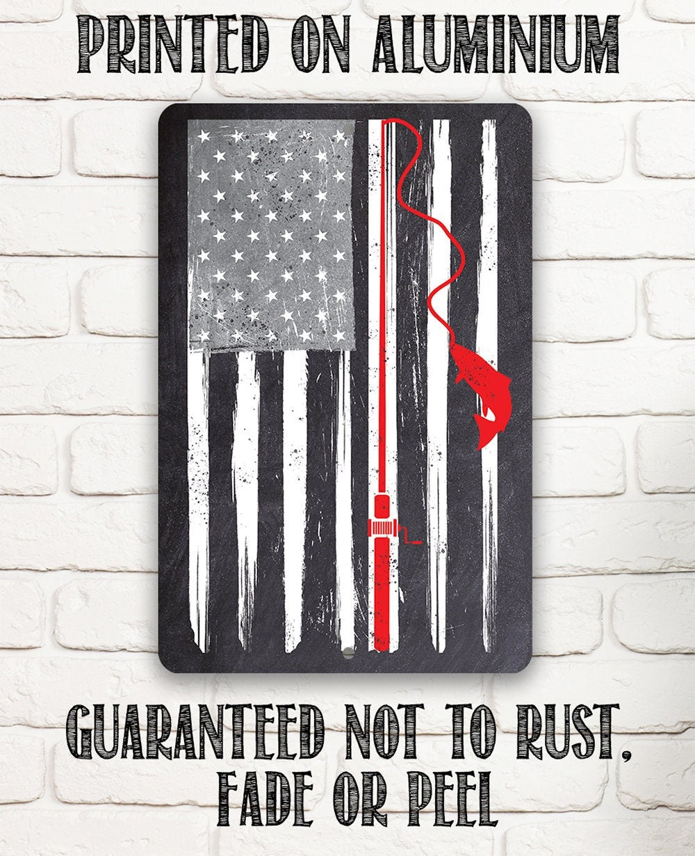 Distressed Flag Fishing - Metal Sign