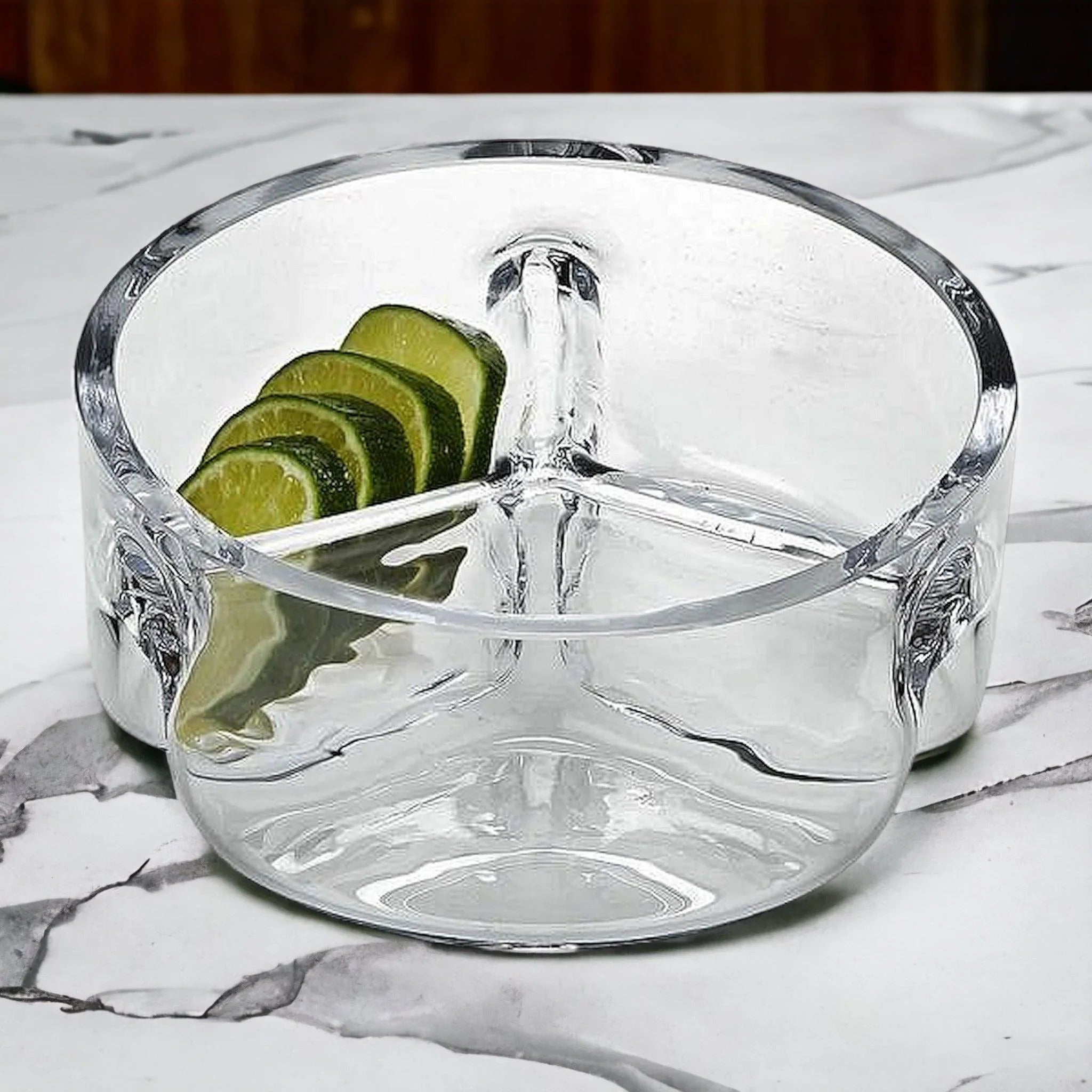 Divided Serving Bowl |Trista Crystal Three Section Serving Bowl